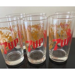 Vintage Set of 6 Seagram’s/7UP Highball Whiskey Drink Glasses Seagrams 7 UP 80’s